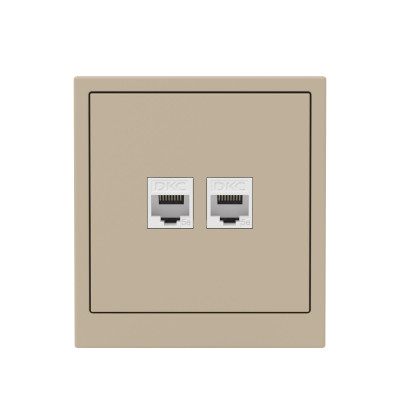 DKC KANT Компьютерная розетка RJ-45 без шторки, кат.5е двойная, ванильный марципан, 7015664