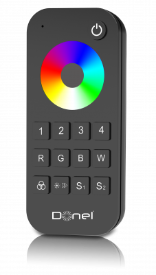 Donel, RGBW пульт дистанционного управления, 4 зоны, Черный, зона охвата 30м,  серия:DN8UTZ, DN18301RGBRC