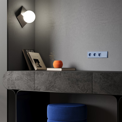 Накладка для розетки с заземлением и защитными шторками, S70 (деним), VLS000715