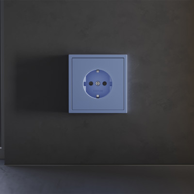 Накладка для розетки с заземлением и защитными шторками, S70 (деним), VLS000715