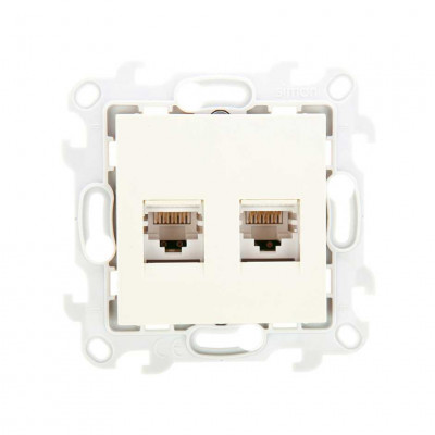 Simon Розетка 2хRJ45 кат 5е UTP, сл кость, 2450593-031
