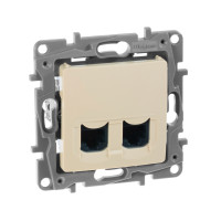 Legrand Розетка компьютерная двойная RJ45 категория 6 UTP - Legrand Etika - слоновая кость, 672354