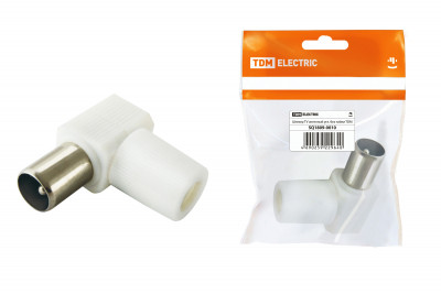Штекер TV антенный угл. белый без пайки, инд. упаковка TDM Electric, SQ1809-0010