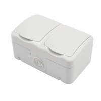 Блок горизонтальный 2 розетки Mini OG IP54 с/з, о/у, белый KRANZ, KR-78-0606 Блок горизонтальный 2 розетки Mini OG IP54 с/з, о/у, белый KRANZ, KR-78-0606