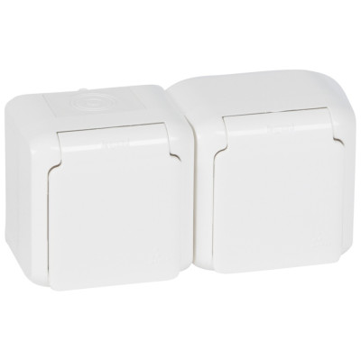 782323 - Розетка 2X2К+З IP44 QUTEO БЕЛ, Legrand