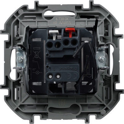 Legrand Выключатель карточный с подсветкой - Legrand Inspiria - без задержки выключения 6А 250В безвинтовые зажимы - антрацит, 673803