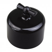 Bironi Выключатель 1-кл. проходной R,  пластик, Черный, R1-211-23