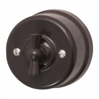 Bironi Выключатель 1-кл., пластик, цвет Коричневый, B1-200-22