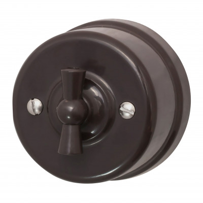 Bironi Выключатель 1-кл., пластик, цвет Коричневый, B1-200-22