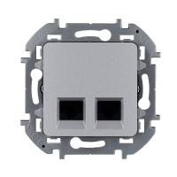 Legrand Розетка компьютерная двойная RJ45 категория 5e UTP - Legrand Inspiria - алюминий, 673837 Legrand Розетка компьютерная двойная RJ45 категория 5e UTP - Legrand Inspiria - алюминий, 673837