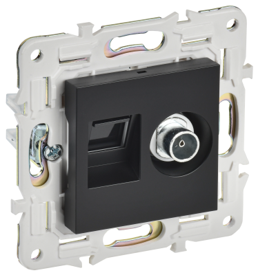 SKANDY Роз. двойная TV+RJ45 кат.6E SK-A15Bl черн. IEK, SK-AK20-2-K02