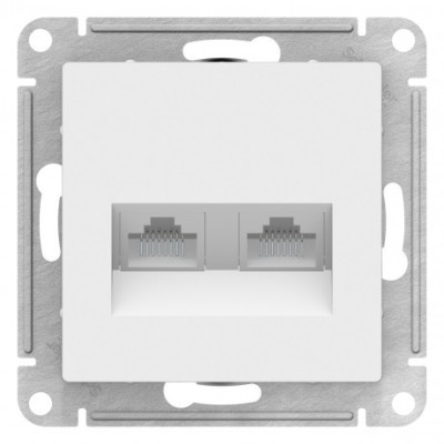ATN000188 - ATLASDESIGN РОЗЕТКА двойная компьютерная RJ45+RJ45 кат. 6А, механизм, БЕЛЫЙ, Systeme Electric