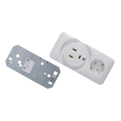 ПРИМА О/У РОЗЕТКА комб:ДЛЯ ЭЛЕКТРОПЛИТЫ 32А+силовая 16А 250В,БЕЛЫЙ,опт.уп.Россия