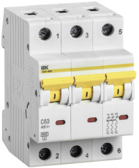 KARAT Автоматический выключатель ВА47-60M 3P C 63А 6кА IEK, MVA31-3-063-C