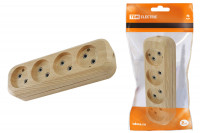 Колодка розеточная 4 гнезда 2П б/з 10А 250В "Эко" (сосна) TDM Electric, SQ1806-0050