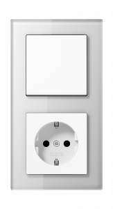 Jung Блок: Выключатель 1-клавишный с розеткой 2к+з,  серия A Creation