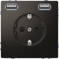 D-Life Розетка 2К+З с 2-ным USB c зарядным устройством 2,4 A, мокко