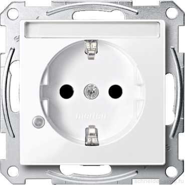 SM Розетка с индикатором, шторк., полем для надписи 2К+З 16А 250В~, активно-бел.