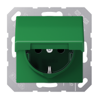 Штепсельная розетка SCHUKO 16A 250V~ с крышкой; зеленая, AS1520BFKLGN