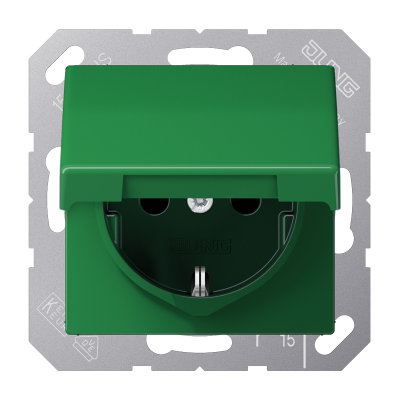 Штепсельная розетка SCHUKO 16A 250V~ с крышкой; зеленая, AS1520BFKLGN