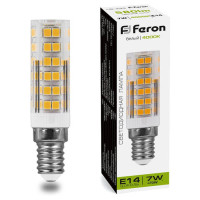 Лампа светодиодная, (7W) 230V E14 4000K JCD, LB-433, Feron 25899