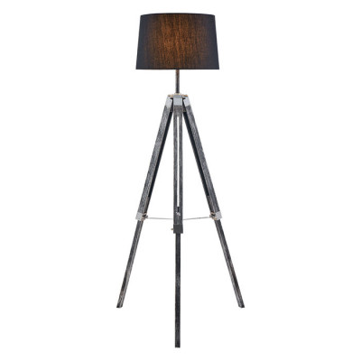 LUSSOLE AMISTAD Торшер, цвет основания - серый, плафон - ткань (цвет - черный), 1x60W E27, LSP-0554