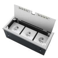 Люк напольный на 3 модуля (горизонт.), металлический, h=100мм, с рамкой, крышка без углубления, TIMIUX, нержавеющая сталь, EU3GH100R ST