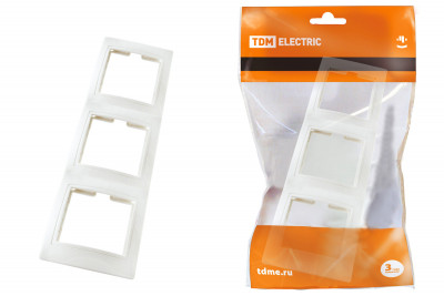 Рамка 3-х постовая вертикальная белая "Таймыр" TDM Electric, SQ1814-0027