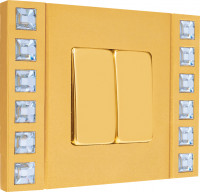 Fede Выключатель 2-клавишный, цвет Real Gold, made with Swarovski Elements, серия  Sand