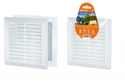 Решетка разъемная с москитной сеткой, наклонные жалюзи, 175х175 TDM Electric, SQ1807-0021