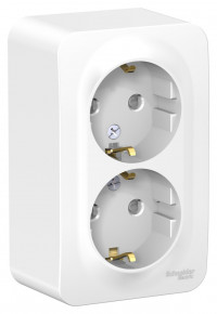 BLANCA О/У РОЗЕТКА двойная с заземлением со шторками, 16А, 250В, БЕЛЫЙ BLANCA О/У РОЗЕТКА двойная с заземлением со шторками, 16А, 250В, БЕЛЫЙ