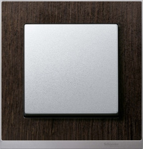 Выключатель 1-клавишный, вставка - алюминий, рамка - венге, серия M-Pure