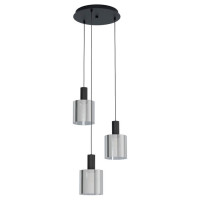 98754 Подвес GOROSIBA, 3х40W(E27), ?410, H1300, сталь, черный/стекло с напыл., черный-прозрач.