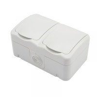 Блок горизонтальный 2 розетки (керамика) Mini OG IP54 с/з, о/у, белый KRANZ, KR-78-0607 Блок горизонтальный 2 розетки (керамика) Mini OG IP54 с/з, о/у, белый KRANZ, KR-78-0607