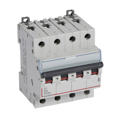 Legrand Автоматический выключатель DX? 10000 - 16 кА - тип характеристики B - 4П - 400 В~ - 4 А - 4 модуля, 409061