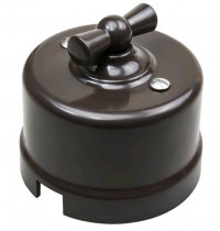 Bironi Выключатель 1-кл. проходной, пластик, цвет Коричневый, B1-201-22