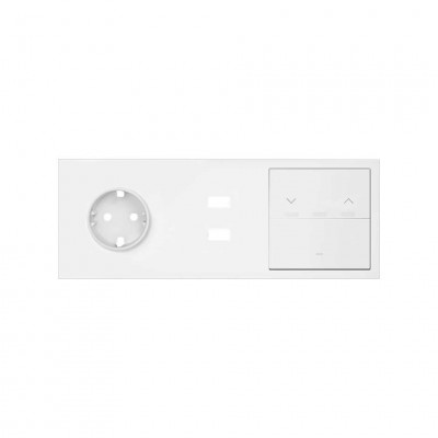 Simon 10020306-230 Кит 3 поста, фронт. Накладка на 1 розетку Schuko + 1 з/у 2xUSB + 1 клавиша выключателя + 1 клавиша жалюзи цвета белый матовый S100