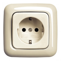 ABB Розетка 2к+з, цвет - слоновая кость, серия Busch-Duro 2000