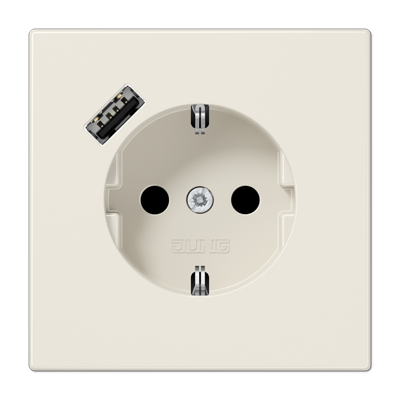 Розетка SCHUKO® с USB-зарядным устройством, тип A; термопласт; слоновая кость, LS1520-18A