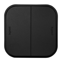 Переключатель двухклавишный - Legrand Quteo - IP20 10A 250В винтовые зажимы накладной монтаж - чёрный матовый, 782479 Переключатель двухклавишный - Legrand Quteo - IP20 10A 250В винтовые зажимы накладной монтаж - чёрный матовый, 782479