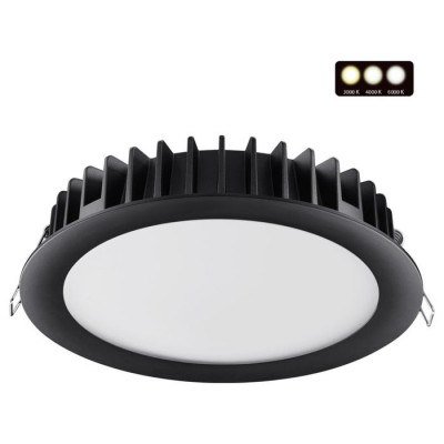 Novotech 358954 SPOT NT22 230 черный Встраиваемый светодиодный светильник с переключателем цветовой температуры IP20 LED 3000К\4000К\6000К 20W 220V LANTE