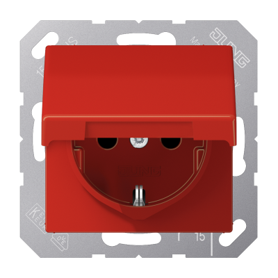 Штепсельная розетка SCHUKO 16A 250V~ с крышкой; красная, AS1520BFKLRT