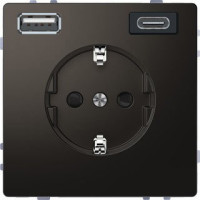 MERTEN D-Life РОЗЕТКА силовая 16 A с зарядкой USB A+C 3 A, МОККО