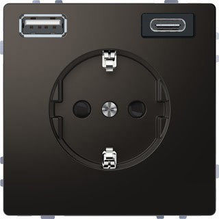 MERTEN D-Life РОЗЕТКА силовая 16 A с зарядкой USB A+C 3 A, МОККО