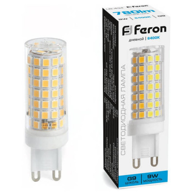 Лампа светодиодная, (9W) 230V G9 6400K JCD, LB-434, Feron 38148