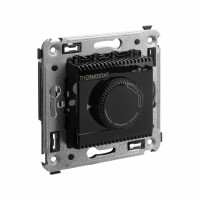 4402163 - ДКС Термостат для теплых полов в стену, "Avanti", "Черный квадрат"