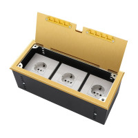 Люк напольный на 3 модуля (горизонт.), металлический, h=100мм, с рамкой, крышка без углубления, TIMIUX, золото, EU3GH100R GD