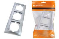 Рамка 3-х постовая вертикальная серебр. металлик "Лама" TDM Electric, SQ1815-0234