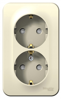 BLANCA О/У РОЗЕТКА двойная с заземлением со шторк., 16А, 250В, МОЛОЧНЫЙ