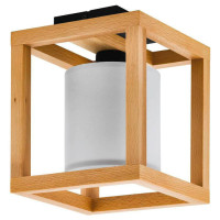 390097 Потолочный светильник GRANADOS, 1x40W, E27, L300, B300, H250, сталь, дерево, черный, коричнев